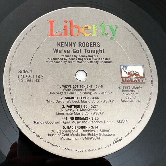 LP Vinyl Kenny Rogers We’ve Got Tonight with Intact Dust Cover and Sleeve - Picture 7 of 8